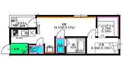 リベルテ伝馬 1LDKの間取図画像