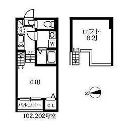ハーモニーテラス名楽町 1SKの間取図画像