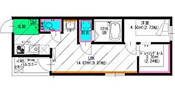 リベルテ伝馬 1LDKの間取図画像