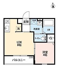 名古屋市中川区愛知町アパート 1LDKの間取図画像