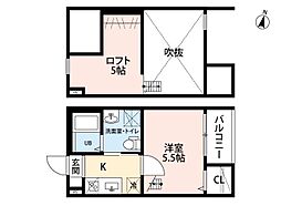 アソシエ3 1Kの間取図画像