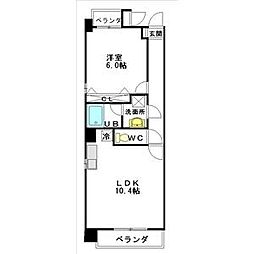 ルミナス城見 1LDKの間取図画像