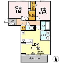 ファミール2 2LDKの間取図画像