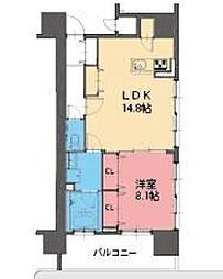 さくらHillsRokubanPlatinumResidence 1LDKの間取図画像