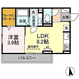 クレール 1LDKの間取図画像