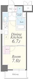 MX-1 1DKの間取図画像