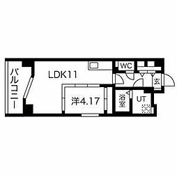 GRANDUKE大曽根 1LDKの間取図画像