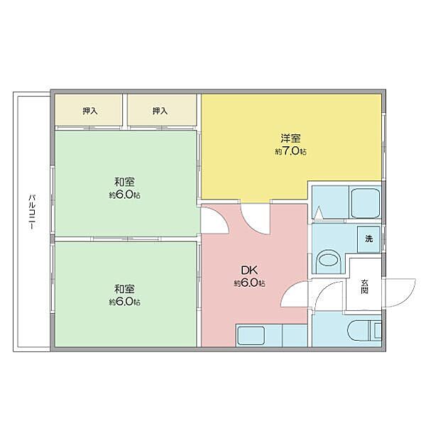 愛知県一宮市今伊勢町馬寄字志水(賃貸マンション3DK・2階・51.97㎡)の写真 その2