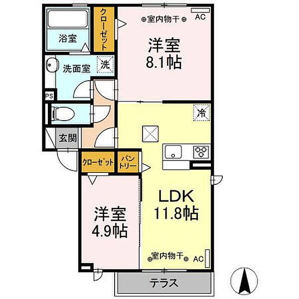 愛知県名古屋市中村区中村本町１丁目(賃貸アパート2LDK・1階・58.37㎡)の写真 その2