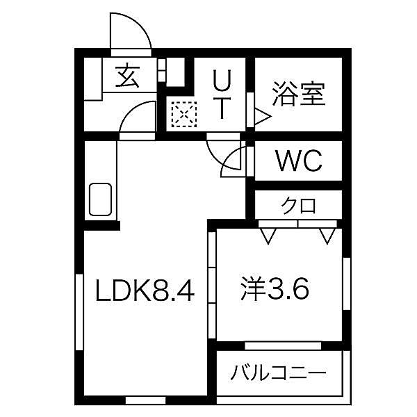 愛知県名古屋市北区八代町２丁目(賃貸アパート1LDK・3階・30.80㎡)の写真 その2