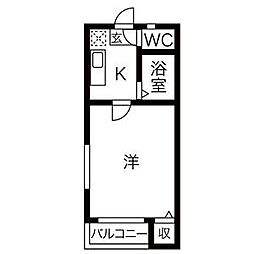 名古屋市営名城線 黒川駅 徒歩5分の賃貸アパート 1階1SKの間取り