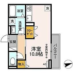 名古屋市営東山線 八田駅 徒歩9分の賃貸アパート 3階ワンルームの間取り