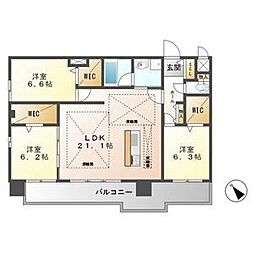 名鉄名古屋本線 栄生駅 徒歩2分の賃貸マンション 10階3LDKの間取り