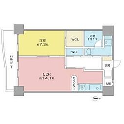 名古屋市営名城線 金山駅 徒歩9分の賃貸マンション 1階1LDKの間取り
