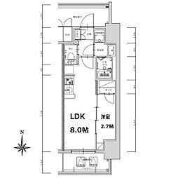 名古屋市営東山線 亀島駅 徒歩2分の賃貸マンション 5階1LDKの間取り