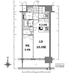 名古屋市営東山線 亀島駅 徒歩3分の賃貸マンション 5階1LDKの間取り