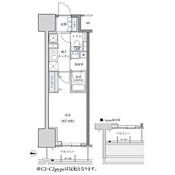 名古屋市営東山線 新栄町駅 徒歩8分の賃貸マンション 13階1Kの間取り