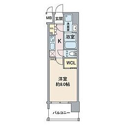 名古屋市営鶴舞線 浅間町駅 徒歩6分の賃貸マンション 8階1Kの間取り