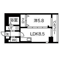 名古屋市営東山線 高畑駅 徒歩3分の賃貸マンション 7階1LDKの間取り