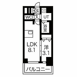 ファステート名古屋駅前ドリーム 3階1LDKの間取り