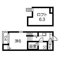 名古屋市営東山線 亀島駅 徒歩7分の賃貸アパート 1階1SKの間取り