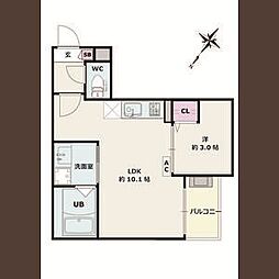 名鉄名古屋本線 東枇杷島駅 徒歩11分の賃貸アパート 1階1LDKの間取り