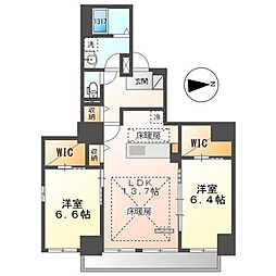 JR東海道本線 金山駅 徒歩6分の賃貸マンション 2階2LDKの間取り