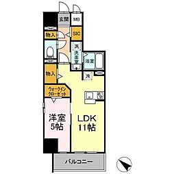 名古屋市営東山線 亀島駅 徒歩5分の賃貸マンション 5階1LDKの間取り