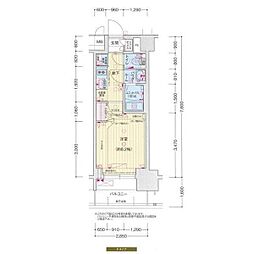 名古屋市営名城線 東別院駅 徒歩11分の賃貸マンション 3階1Kの間取り