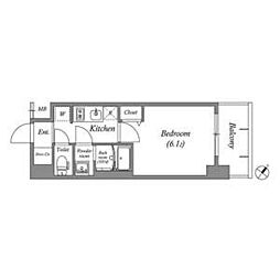 名古屋臨海高速あおなみ線 ささしまライブ駅 徒歩9分の賃貸マンション 3階1Kの間取り