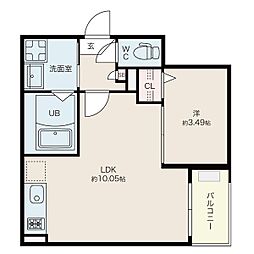 名鉄名古屋本線 東枇杷島駅 徒歩9分の賃貸アパート 2階1LDKの間取り