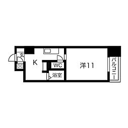 名古屋市営東山線 名古屋駅 徒歩5分の賃貸マンション 3階1Kの間取り