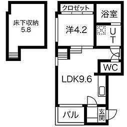 名鉄名古屋本線 栄生駅 徒歩5分の賃貸アパート 1階1LDKの間取り