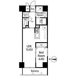 GRANDUKE正木 4階1LDKの間取り