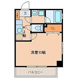名古屋市営名港線 日比野駅 徒歩5分の賃貸マンション 2階1Kの間取り