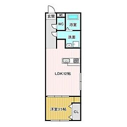 名古屋市営鶴舞線 鶴舞駅 徒歩10分の賃貸マンション 3階1LDKの間取り