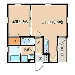 名古屋市営鶴舞線 庄内通駅 徒歩5分の賃貸アパート 3階1LDKの間取り