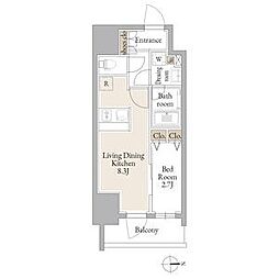 名古屋市営鶴舞線 庄内通駅 徒歩1分の賃貸マンション 2階1LDKの間取り