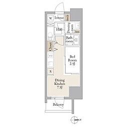 名古屋市営鶴舞線 庄内通駅 徒歩1分の賃貸マンション 8階1DKの間取り