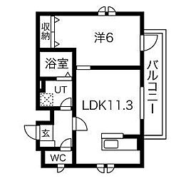 JR東海道本線 金山駅 徒歩5分の賃貸アパート 2階1LDKの間取り