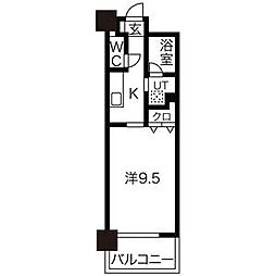 名古屋市営鶴舞線 浅間町駅 徒歩9分の賃貸マンション 7階1Kの間取り
