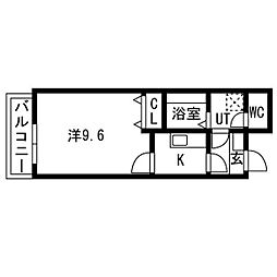名古屋市営名城線 矢場町駅 徒歩9分の賃貸マンション 2階1Kの間取り