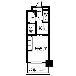 名古屋市営名城線 熱田神宮伝馬町駅 徒歩2分の賃貸マンション 4階1Kの間取り