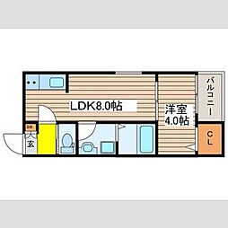 名古屋市営名城線 熱田神宮伝馬町駅 徒歩7分の賃貸アパート 1階1LDKの間取り