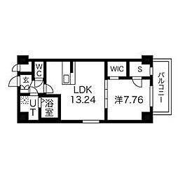 グランドソレイユ伝馬 1SLDKの間取図画像