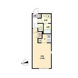 名古屋市営鶴舞線 鶴舞駅 徒歩7分の賃貸マンション 4階ワンルームの間取り