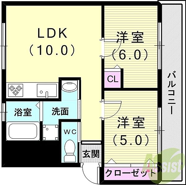 高津橋農住団地　B棟 ｜兵庫県神戸市西区玉津町高津橋(賃貸マンション2LDK・2階・42.80㎡)の写真 その2