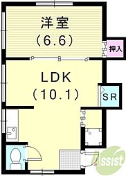 PARK塩屋 1LDKの間取図画像