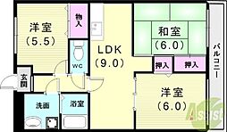 サンクレール本多聞 3LDKの間取図画像