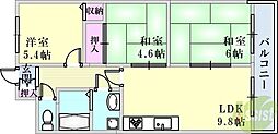ライオンズマンション神戸明泉寺 3DKの間取図画像
